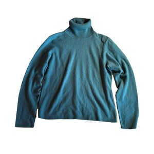 Women's Esperanto Cashmere Turtleneck Sweater, Teal Blue, Size L